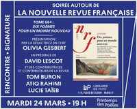 POÉSIE : LANCEMENT DU NUMERO 664 DE LA NRF à Paris 17e