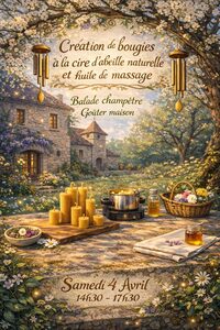 Atelier de création de bougies à al cire d'abeille naturelle et huile de massage à Les Pechs-du-Vers