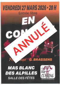 ANNULÉ - Concert - Brassens - Groupe Ma Cousine à Mas-Blanc-des-Alpilles