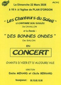 Concert - Chants d'hier et d'aujourd'hui à Plan-d'Orgon