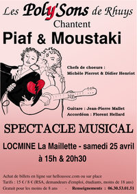 Spectacle musical Piaf et Moustaki à Locminé