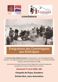 Conférence "Emigration des Commingeois aux Amériques" à Estadens