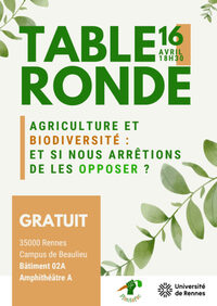 Table ronde "Agriculture et Biodiversité : et si nous arrêtions de les opposer ? à Rennes