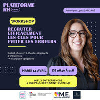 Workshop - Recruter efficacement : les clés pour éviter les erreurs à Saint-Ouen-sur-Seine