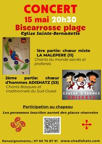 Concert de deux chœurs: la Malepère (11) et Adishatz (33) à Biscarrosse