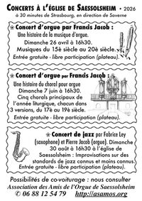 Concert de jazz par Pierre Jacob (orgue) et Fabrice Ley (saxophone) à Saessolsheim