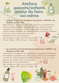 Atelier parents/enfants autour du faire soi-même à Ribérac