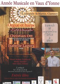 JEP - Concert Fédémuse  :  Christian OTT (orgue) et Isabelle Lagors (harpe) à Clamecy