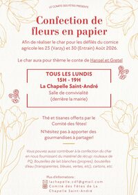 Le Comité des Fêtes présente : Confection de fleurs en papier à La Chapelle-Saint-André