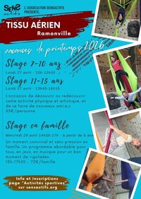 Stages de tissu aérien vacances de printemps 2026 à Ramonville-Saint-Agne
