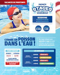 Stage de natation enfants - Vacances d'avril à Courville-sur-Eure