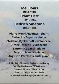 Concert de musique de chambre et de chant du  19ème à Paris 6e