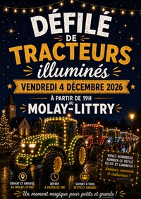 Défilé de tracteurs illuminés à Le Molay-Littry
