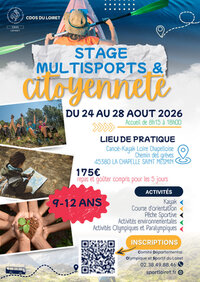 STAGE MULTI-SPORTS ET CITOYENNETÉ POUR LES 9 – 12 ANS ÉTÉ 2026 à La Chapelle-Saint-Mesmin