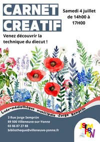 Atelier Carnet créatif à Villeneuve-sur-Yonne