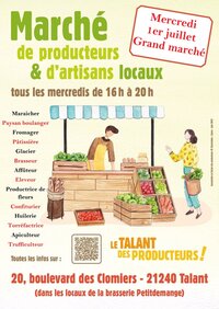Grand marché mensuel de producteurs et artisans locaux à Talant