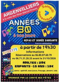 Soirée dansante "Des années 80 à nos jours" à Argenvilliers