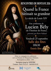 Conférence : Quand la France bâtissait sa grandeur, le siècle de Louis XIV à Hontanx