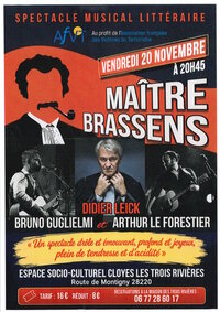 Spectacle musical littéraire - Maître Brassens à Cloyes les Trois Rivières