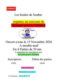 Concours de pétanque pour le Téléthon à Moulin-Neuf