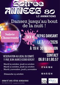Soirée Années 80 à Gerzat